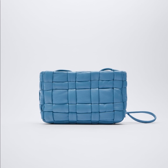 New Zara Sheep Leather Crossbody Bag Blue - Picture 3 of 16